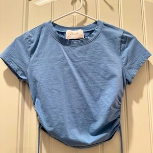 Baby blue open back crop top!